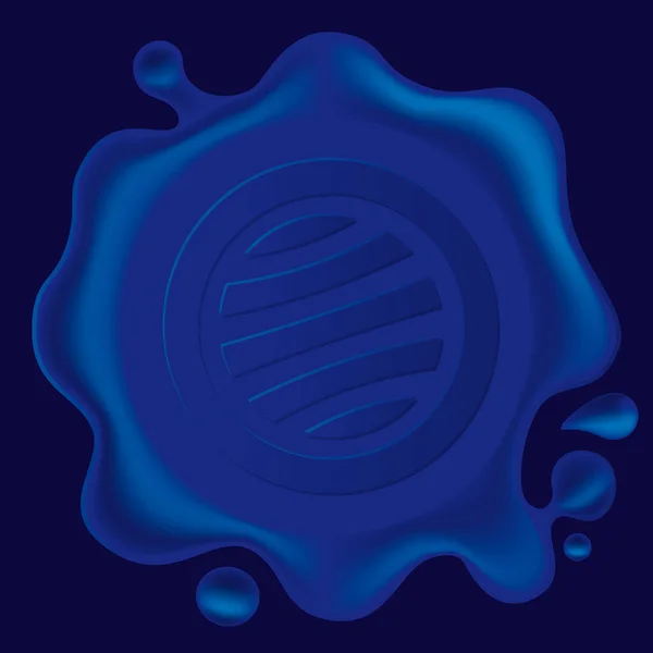 Sello Cera Azul Aislado Azul Con Icono Impreso Borrable — Vector de stock