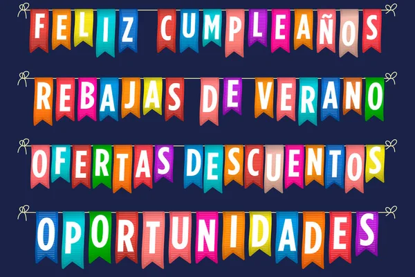 Feliz Cumpleaños Banner Ventas Español — Vector de stock