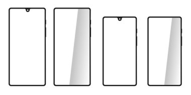 Modern akıllı telefon silueti. Ön manzara. İki beden..