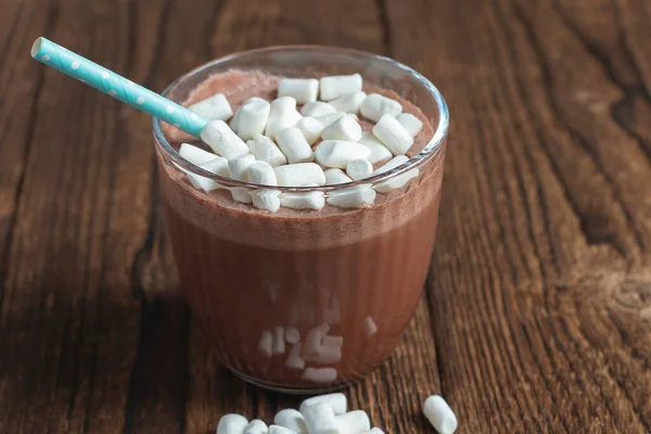 Chocolate Quente Com Leite Amêndoa Com Marshmallows Cocktails Batidos Cacau — Fotografia de Stock