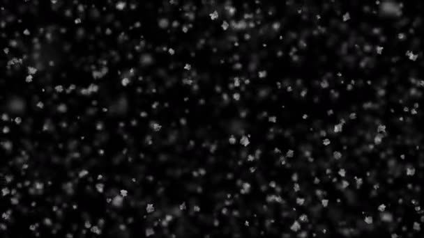 Ніжний Різдво сніг падає на чорному тлі з повільним бриз безшовні. Повільний рух петельні 3d-анімації. Альфа-матовий. 4 к Ultra Hd 3840 х 2160 — стокове відео