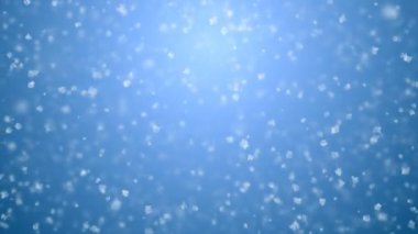Güzel nazik sakin kar yağışı Mavi degrade 3d animasyon üzerinde sorunsuz. CG Dof bulanıklık ile düşen beyaz kar taneleri ilmekledi. Tatil kutlama kavramı. 4 k Ultra Hd 3840 x 2160