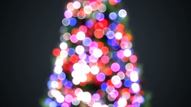 Blurred Christmas Tree Lights Blinking in Defocused Bokeh. Greeting Background Seamless 3d Animation. Merry Christmas and Happy New Year Celebration Concept. 4k Ultra HD 3840x2160 — Stock Video