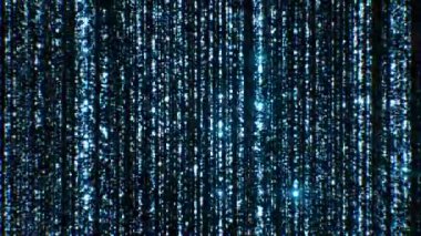 Mavi parçacıklar yanıp söner sorunsuz arka plan ile düşüyor. 3D animasyon parlak yanıp sönen çizgiler şekillendirme soyut toz parçacıklarının ilmekledi. 4 k Ultra Hd 3840 x 2160