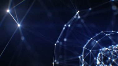 Yakın çekim Soyut Mavi Hologram kılavuz küre fişekleri ve Dof sorunsuz dönüm bulanıklık ile. 3D animasyon fütüristik siber teknoloji ve iş kavramı ilmekledi. 4 k Ultra Hd 3840 x 2160