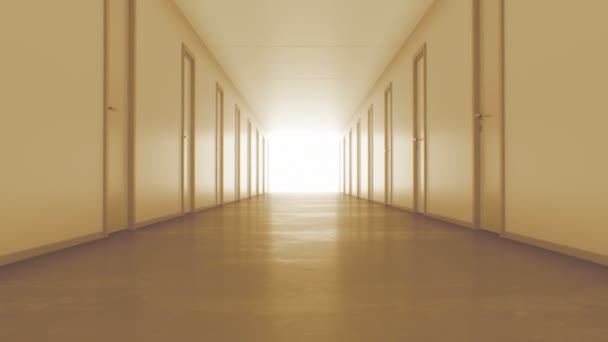 Light in the End of Tunnel. Moving to the Light Seamless 3d Animation. Endless Corridor with Closed Doors in Warm Light. 4k Ultra HD 3840x2160 — Stock Footage Light in the End of Tunnel. Moving to the Light Seamless 3d Animation. Endless Corridor with Closed Doors in Warm Light. 4k Ultra HD 3840x2160 Video Clip