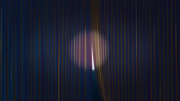 美丽的明丝窗帘在风中摇曳,在夜空,月光和星空. 3D通过窗帘与月光的动画。 4k Ultra Hd 3840x2160. — 图库视频影像