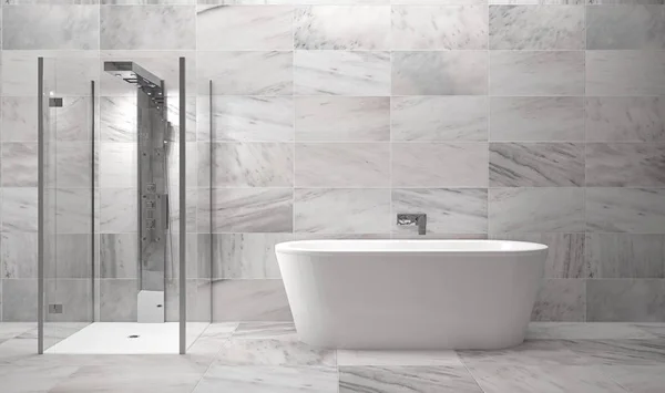 mermer fayans ile lüks banyo - İllüstrasyon