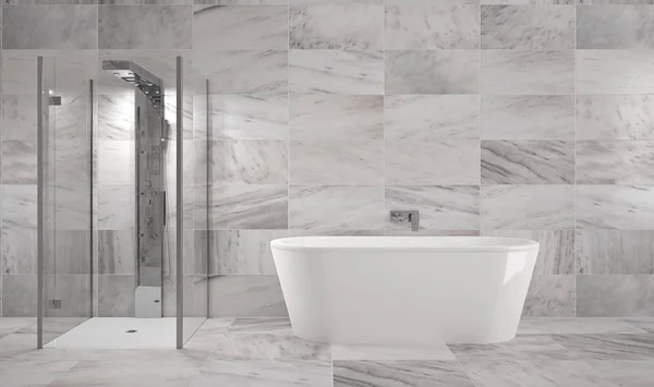 mermer fayans ile lüks banyo - İllüstrasyon