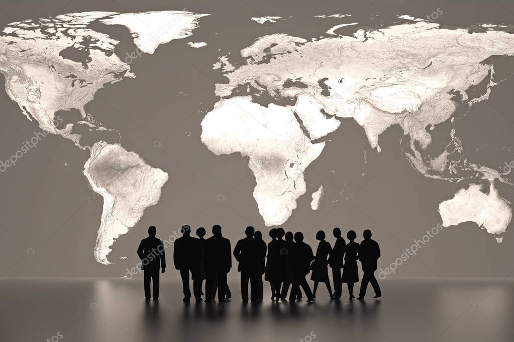 business peoples in front of world map - Illustration