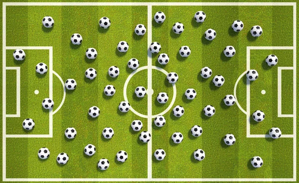 Dużo Piłki Nożnej Polu Ilustracji — Zdjęcie stockowe