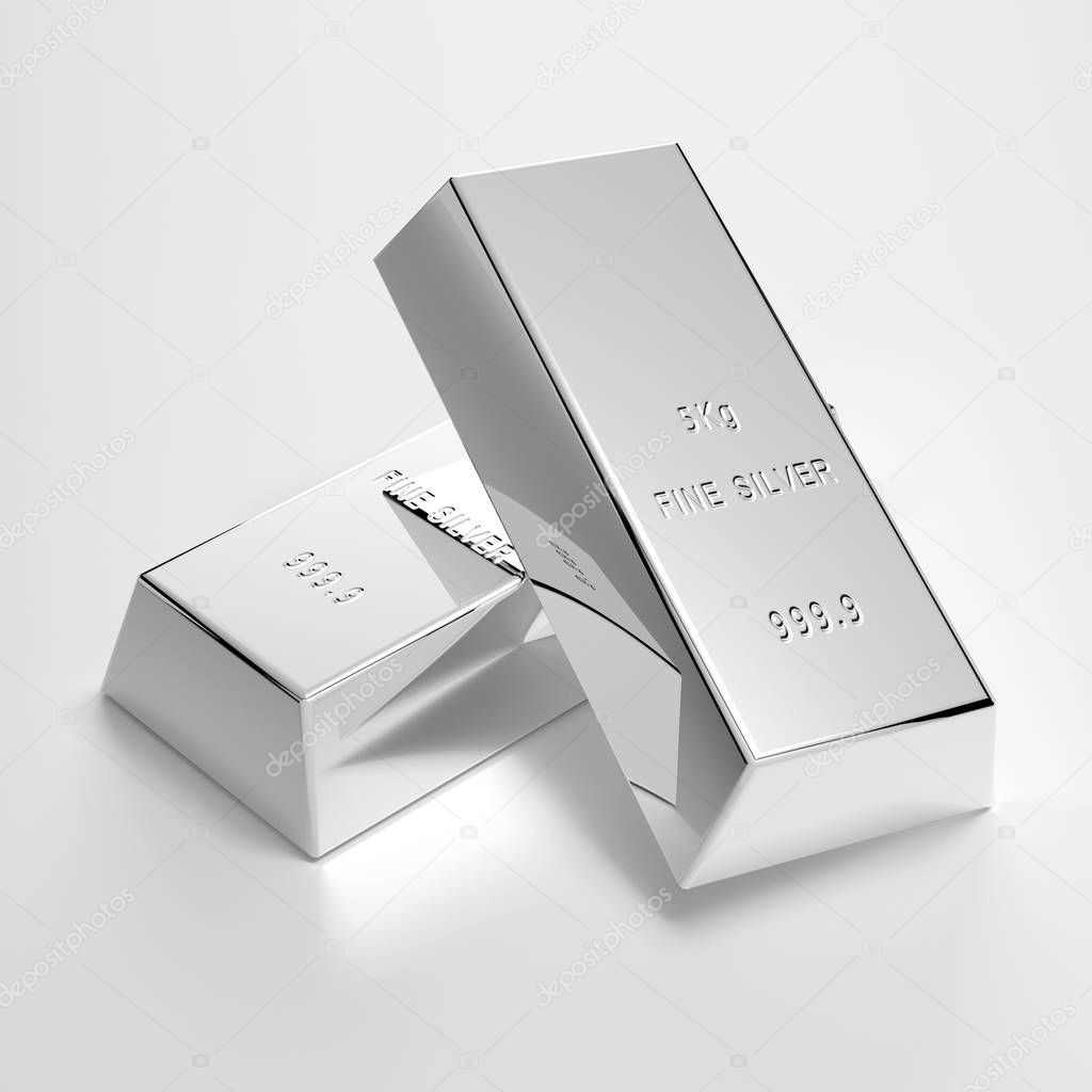 polishes silver bars on table - Illustration