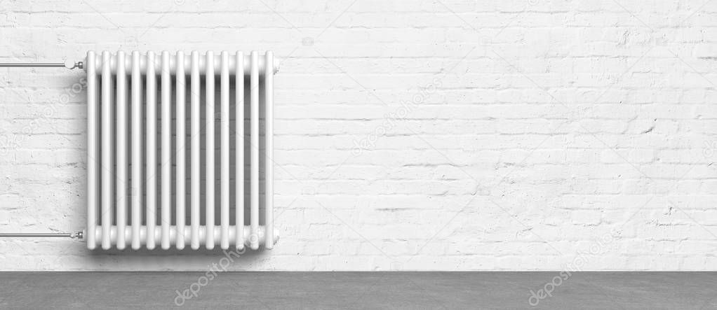 Classic Radiator In Empty Room - Illustration