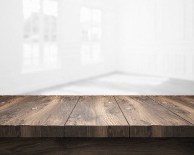 bulanık oda önünde boş masa üstü - İllüstrasyon
