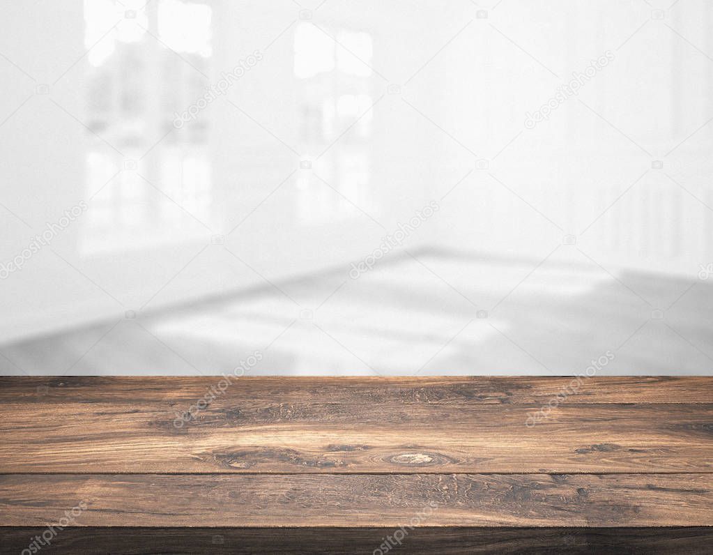 blank table top in front of blurry room - Illustration