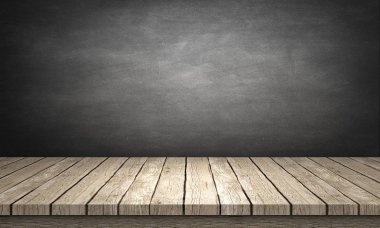 gri arka planlı rustik ahşap masa