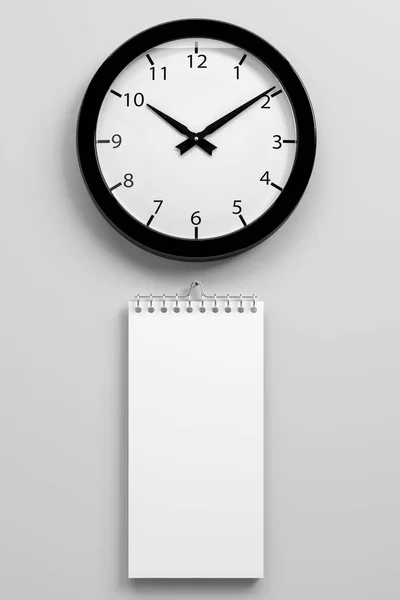 Calendario Con Reloj Pared Ilustración —  Fotos de Stock