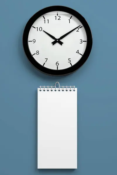 Calendrier Avec Horloge Sur Mur Illustration — Photo