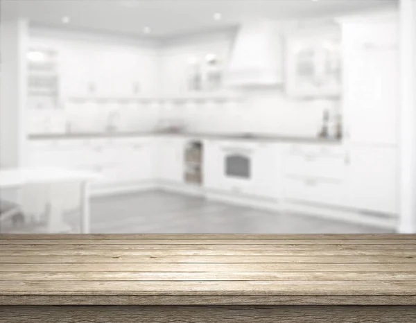 Wooden Table Top Front Blurred Kitchen Illustration — 스톡 사진