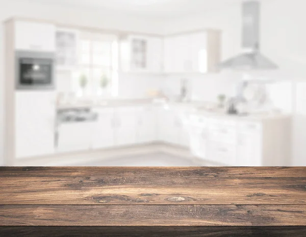 Wooden Table Top Front Blurred Kitchen Illustration — 스톡 사진