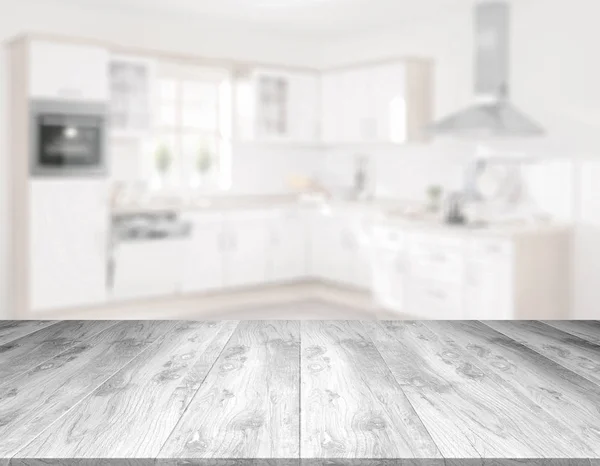 Wooden Table Top Front Blurred Kitchen Illustration — 스톡 사진