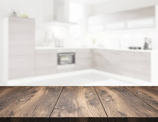 Wooden Table Top Front Blurred Kitchen Illustration — 스톡 사진