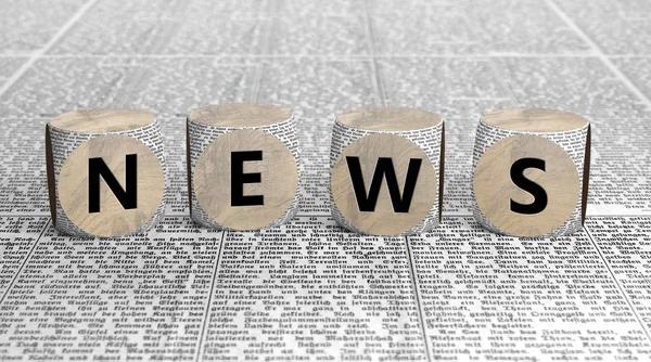 News Font Wooden Cubes Illustration — Stock Photo, Image