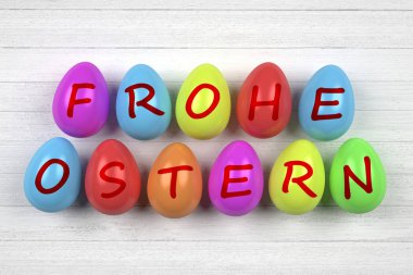 renkli yumurta ile mutlu paskalya - İllüstrasyon