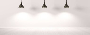 spotlar ile emty galeri odası - İllüstrasyon