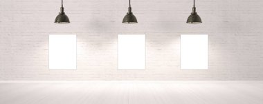 spotlar ile emty galeri odası - İllüstrasyon