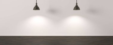 spotlar ile emty galeri odası - İllüstrasyon