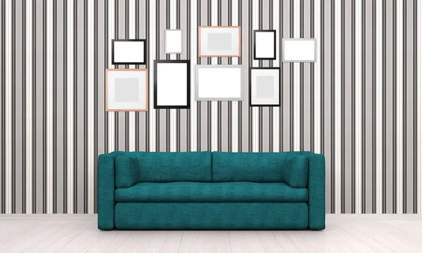 Modern Living Room Clear Picture Frames Illustration — Stock Photo, Image