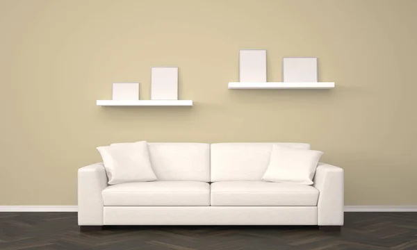 modern living room with clear Picture frames - Illustration