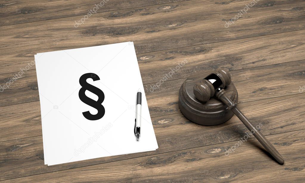 graphic symbol for law on table - Illustration