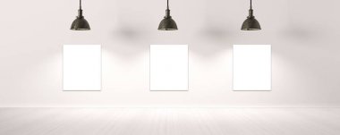 spotlar ile emty galeri odası - İllüstrasyon