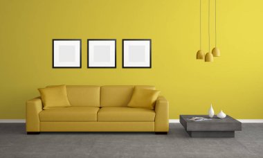 net Resim çerçeveleri ile modern oturma odası - İllüstrasyon