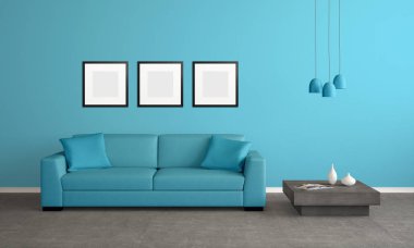 net Resim çerçeveleri ile modern oturma odası - İllüstrasyon