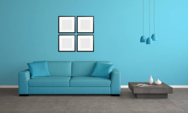 net Resim çerçeveleri ile modern oturma odası - İllüstrasyon