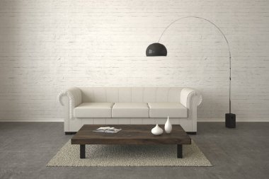 kanepe ile modern oturma odası - İllüstrasyon