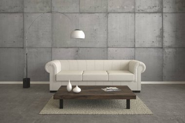 kanepe ile modern oturma odası - İllüstrasyon