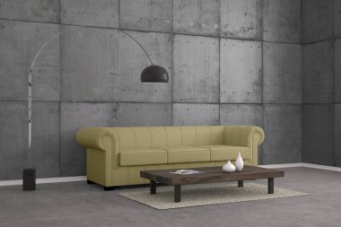 kanepe ile modern oturma odası - İllüstrasyon