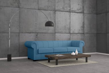 kanepe ile modern oturma odası - İllüstrasyon