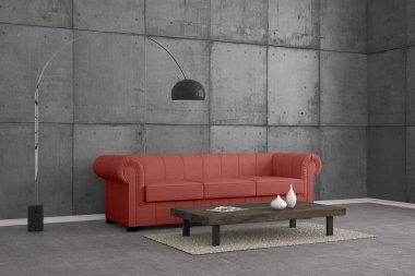 kanepe ile modern oturma odası - İllüstrasyon