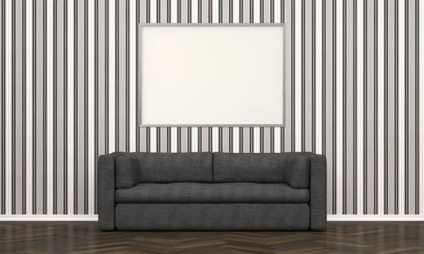 modern living room with clear Picture frames - Illustration