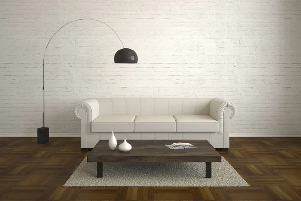 Moderna Sala Estar Con Sofá Ilustración — Foto de Stock