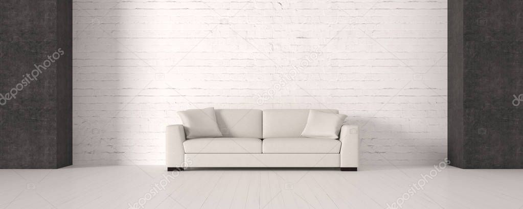 modern living room with sofa - Illustration