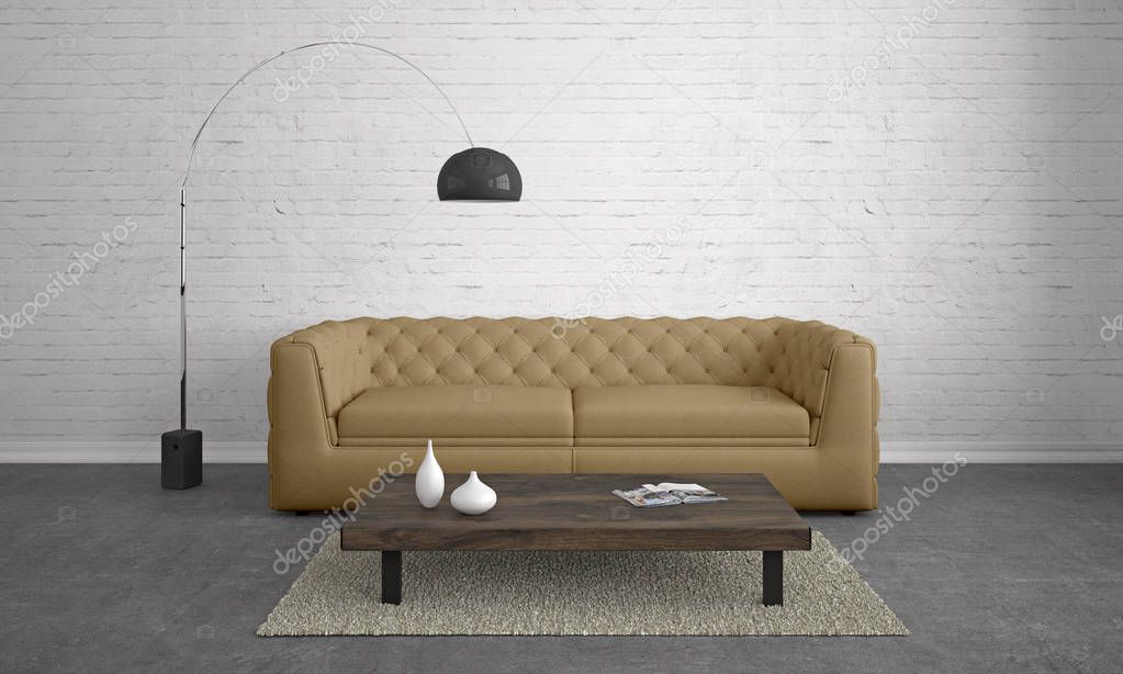 modern living room with sofa - Illustration