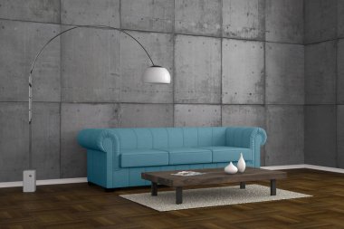 kanepe ile modern oturma odası - İllüstrasyon