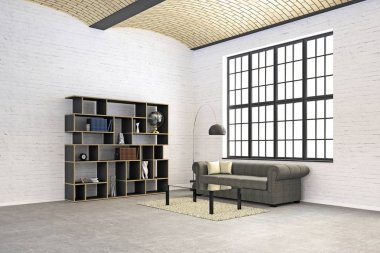 rustik modern oturma odası - İllüstrasyon