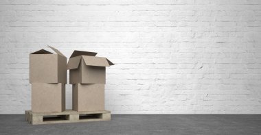 emty odasında karton taşımak - İllüstrasyon